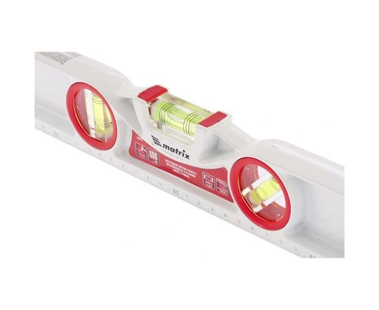 Алюминиевый литой фрезерованный уровень MATRIX 3 глазка, две ударные площадки, 600 мм 34911 – изображение 3