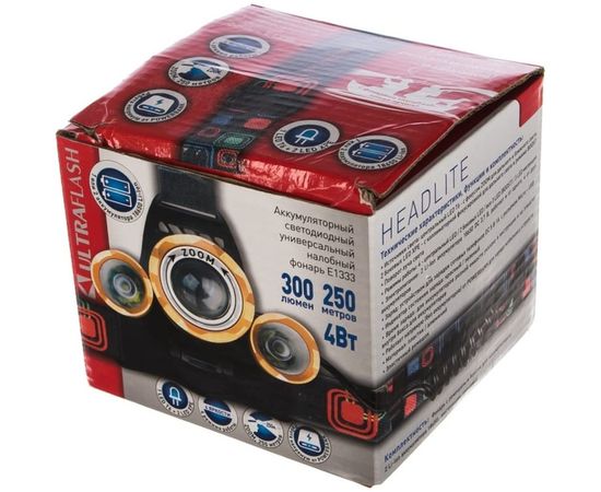 Аккумуляторный налобный фонарь Ultraflash E1333 3,7В, золото/черный 13903 – изображение 2