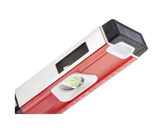 Алюминиевый магнитный фрезерованный уровень MATRIX 3 глазка, двухкомпонентные рукоятки, 1200 мм 34734 – изображение 2