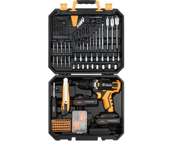 Аккумуляторная дрель-шуруповерт DEKO DKCD20FU-Li + 193 аксессуара 063-4179 – изображение 4