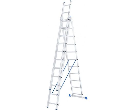 Алюминиевая трехсекционная лестница СИБРТЕХ 3х11 ступеней 97821 