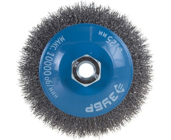 Щетка коническая (125 мм; М14; витая стальная проволока 0.3 мм) для УШМ 35265-125_z02 