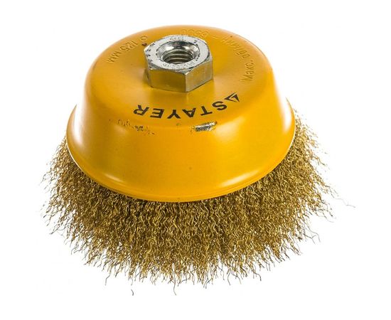 Щетка чашечная PROFESSIONAL (125 мм; М14; витая латунированная проволока 0.3 мм) для УШМ STAYER 35125-125 