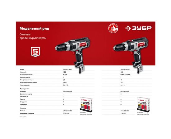 Сетевая дрель-шуруповерт ЗУБР ДШ-М1-400-2 К – изображение 5