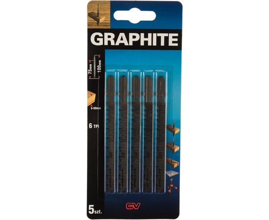 Полотна (5 шт; 6TPI; хвостовик T) для электролобзика GRAPHITE 57H761 – изображение 2