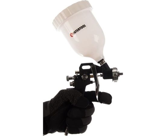 Пневматический краскопульт INTERTOOL HP, форсунка 1.5 мм, бачок 600 мл, 3 регулировки PT-0210 – изображение 4