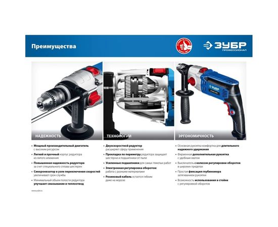 Ударная дрель Зубр ПРОФЕССИОНАЛ ДУ-П850-2 ЭРМ – изображение 10