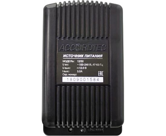 Блок стабилизированного питания ACCORDTEC 12В ток 5А круглосут./5.5 А макс., 127x76x60 мм AT-12/50 