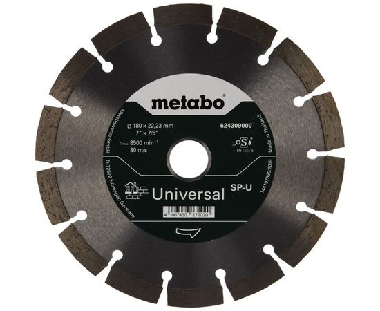 Круг алмазный универсальный для УШМ (180х22,2 мм) Metabo 624309000 