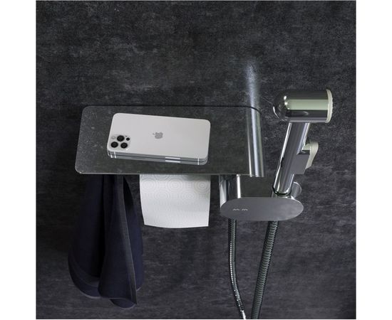 Гигиенический набор со смесителем для душа AM.PM Like, с полкой, хром F0202600 – изображение 11