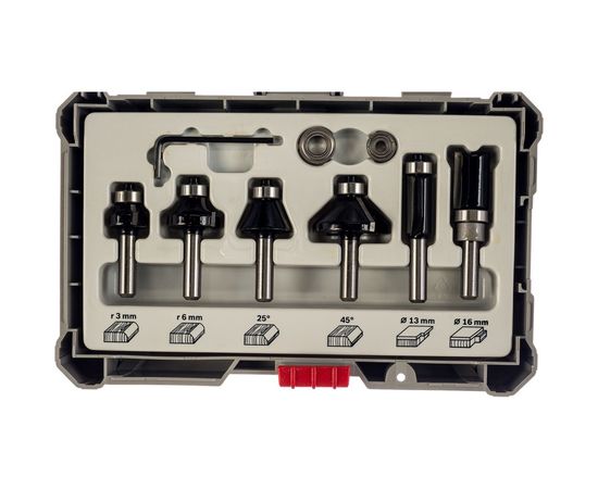 Набор кромочных фрез (6 шт; хвостовик 8 мм) Bosch 2607017469 