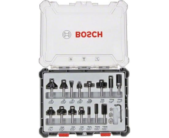 Набор фрез смешанный (15 шт; хвостовик 8 мм) Bosch 2607017472 