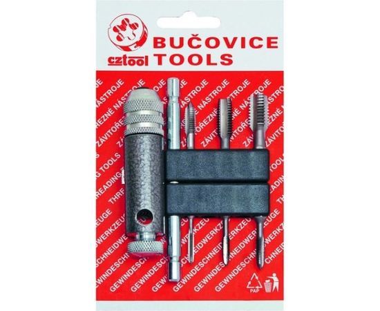 Набор метчиков-бит Bucovice Tools BIT4 M3-M10, HSS, с цанговым воротком 948410 