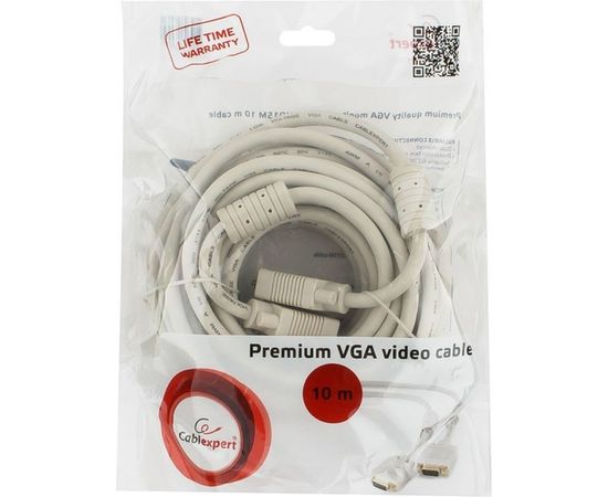 Кабель VGA Premium Cablexpert, 15M/15M, 10м, двойная экранировка, ферритовые кольца, пакет CC-PPVGA-10M – изображение 2