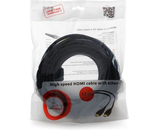 Кабель Cablexpert HDMI v2.0, 19M/19M, 10м, черный, позолоченные разъемы, экран, пакет CC-HDMI4-10M – изображение 2