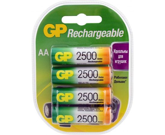 Перезаряжаемые аккумуляторы GP 250AAHC AA, емкость 2500 мАч - 4 шт 250AAHC-2DECRC4 
