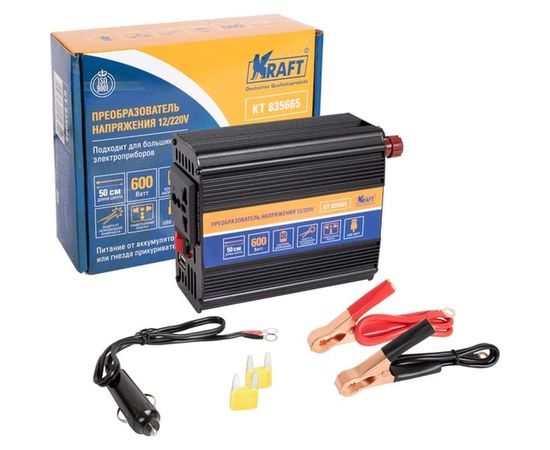 Автомобильный инвертор KRAFT 12/220 В, 600 Вт KT 835665 