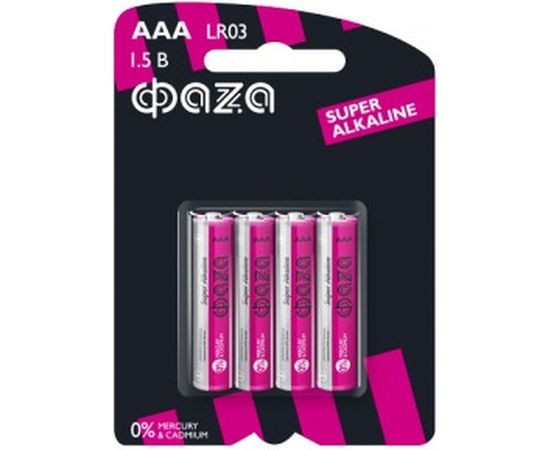 Алкалиновые элементы питания ФАZА LR03 Super Alkaline BL-4 5000254 