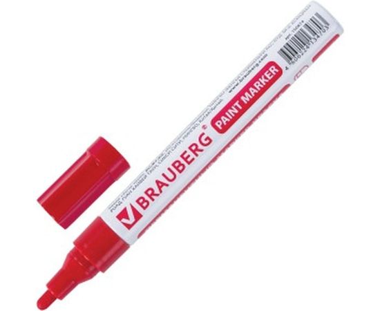 Лаковый маркер-краска 2-4 мм, красный, нитро-основа, алюминиевый корпус BRAUBERG 150874 