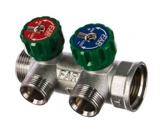 Регулирующий коллектор FAR 1" ВР-НР с 2 отв. 3/4" НР межосев. 45 мм FK 3821 134 