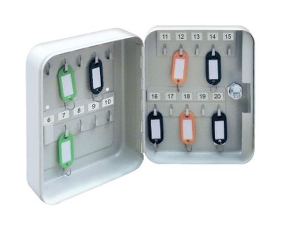 Шкафчик на 20 ключей BRAUBERG 200х160х80 мм, с замком, +20 брелоков, серый 290337 – изображение 2