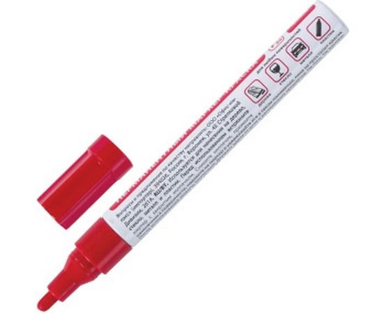 Лаковый маркер-краска 2-4 мм, красный, нитро-основа, алюминиевый корпус BRAUBERG 150874 – изображение 2