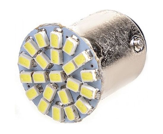 Автолампа диод SKYWAY S25, 12V, 22 SMD, блистер с цоколем, 2-контакта, белая, комплект 2 шт., габариты, стопы, S08201328 