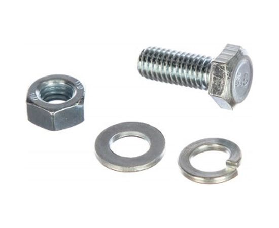 Болт ЗУБР (DIN933) в комплекте с гайкой (DIN934), шайбой (DIN125), шайбой пружинной (DIN127), 303436-08-020 