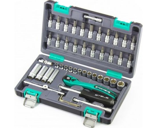 Набор инструмента 1/4", CrV, S2, усиленный кейс, 47шт STELS 14099 