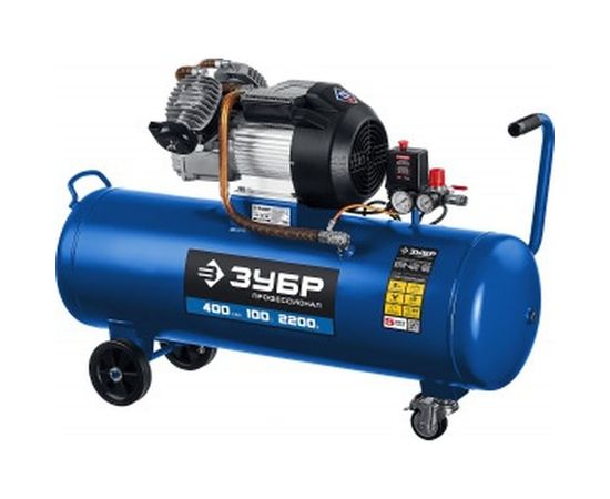 Воздушный компрессор Зубр 400 л/мин, 100 л, 2200 Вт, КПМ-400-100 