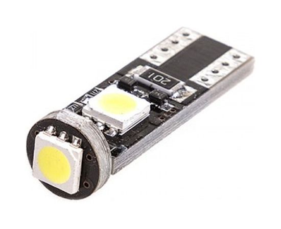 Автолампа диод T10 W5W 3 SMD диода 1-контурная без цоколя обманка, биполярная, белая SKYWAY S08201383 