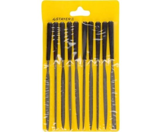 Набор надфилей с пластмассовой ручкой 100мм, 10шт STAYER 16011-H10_z01 