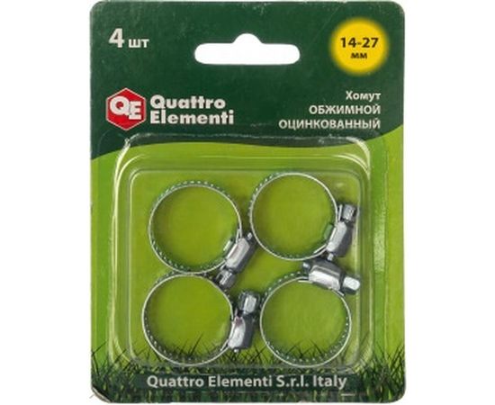 Обжимной хомут QUATTRO ELEMENTI 14-27 мм оцинкованный, 4 шт 772-005 