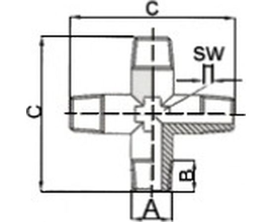Переходник крестовина 1262/3 MMMM 3/8" GAV 27833 – изображение 2