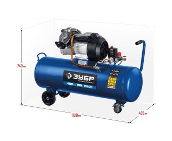 Воздушный компрессор Зубр 400 л/мин, 100 л, 2200 Вт, КПМ-400-100 – изображение 12