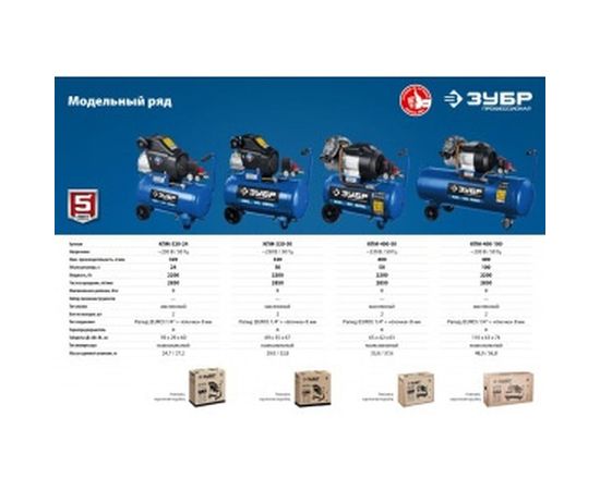 Воздушный компрессор Зубр 400 л/мин, 100 л, 2200 Вт, КПМ-400-100 – изображение 14