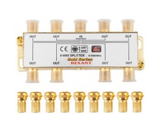 Делитель REXANT ТВ краб x 2 + 3шт. F BOX 5-1000 МГц GOLD 05-6101-1 – изображение 2