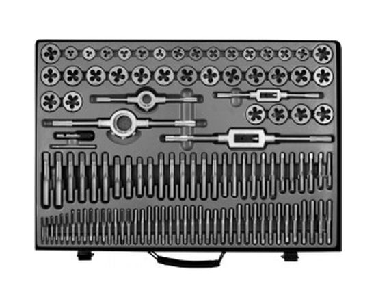 Набор метчиков и плашек М2-М18 WIEDERKRAFT 110 предметов, метрическая резьба WDK-DTM3110 – изображение 2