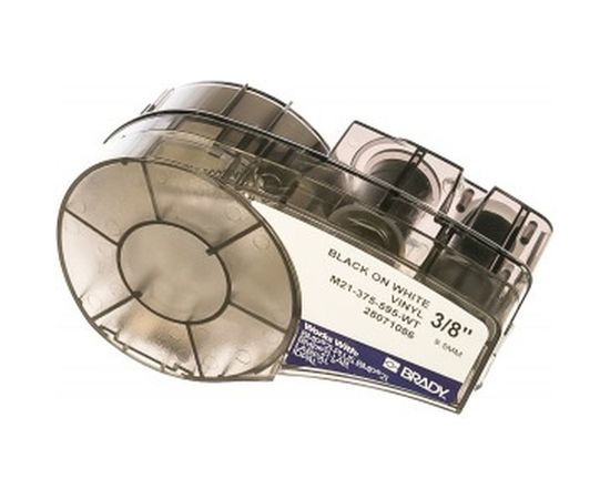 Лента 9.53мм/6.4м винил, черный на белом Brady M21-375-595-WT brd142800 