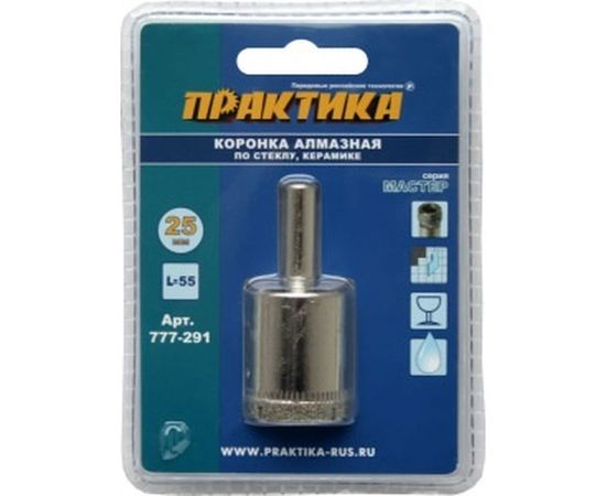 Коронка алмазная по стеклу и керамике (25 мм) ПРАКТИКА 777-291 