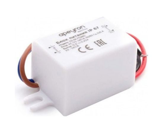 Блок питания Apeyron 12В, 5 Вт, IP67, 0,42А, пластик, 55х26,5х23 03-08 