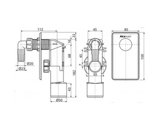 Сифон для стиральной машины Alca Plas APS4 с выходом 40/50 мм, скрытый монтаж 025-1280 – изображение 2