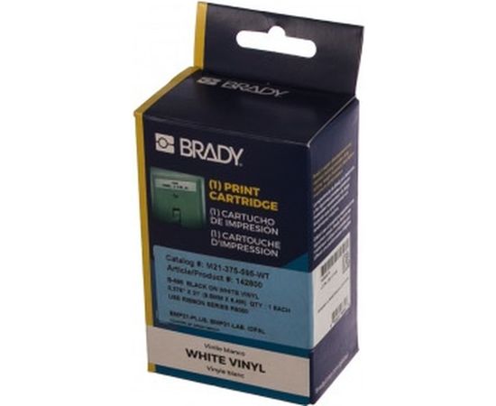 Лента 9.53мм/6.4м винил, черный на белом Brady M21-375-595-WT brd142800 – изображение 4