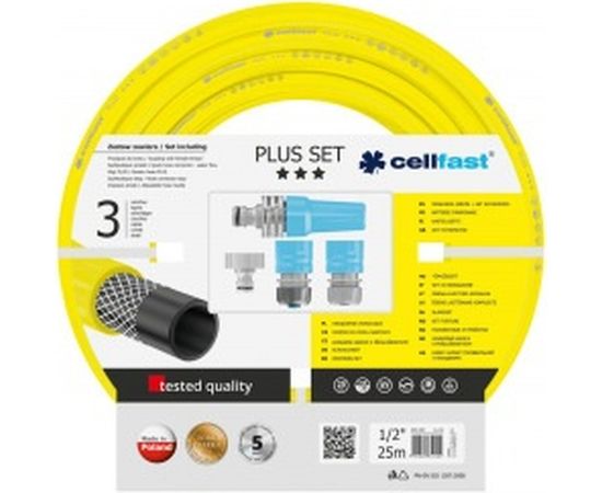 Поливочный набор Cellfast PLUS: шланг 1/2”, 25 м + комплект соединителей IDEAL 10-290 