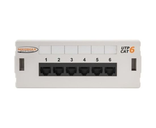 Коммутационная панель NIKOMAX 6 портов, неэкранированная, настенная, светло-серая NMC-WP06UE2-GY 