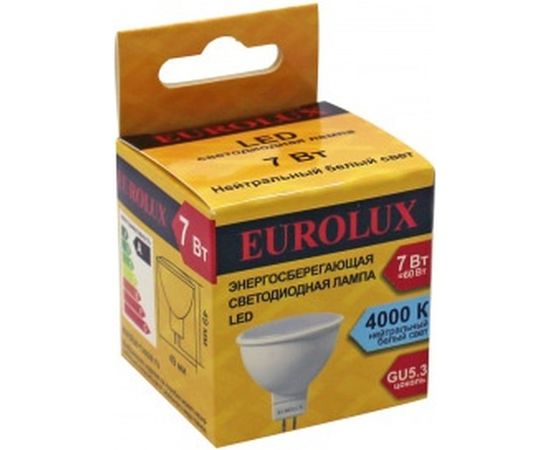 Лампа Eurolux светодиодная LL-E-MR16-7W-230-4K-GU5.3 /рефлектор, 7Вт, нейтр., GU5.3/  76/2/24 – изображение 2