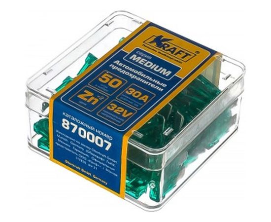 Набор предохранителей KRAFT 30 А, MEDIUM, 50 шт, пласт кор KT 870007 – изображение 2