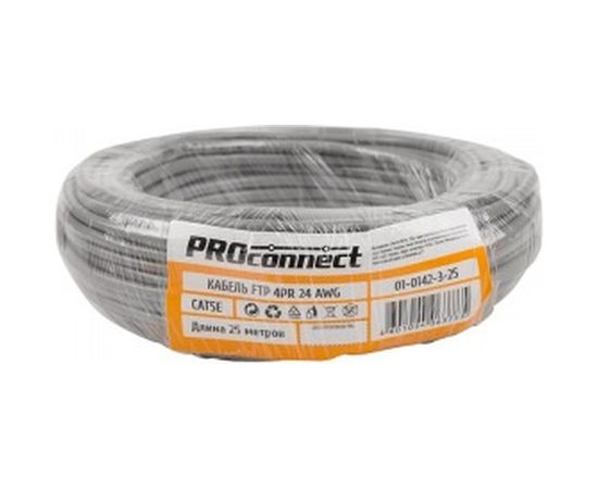 Кабель PROconnect FTP 4PR 24AWG, CCA, CAT5e, PVC, серый, бухта 25 м 01-0142-3-25 – изображение 3