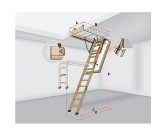 Чердачная лестница FAKRO LWT 60х120 см, высота 280 см 863101 – изображение 7