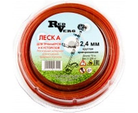 Леска для триммера 2,4 мм, 15 м, круглая,  армированная REDVERG 6615765 
